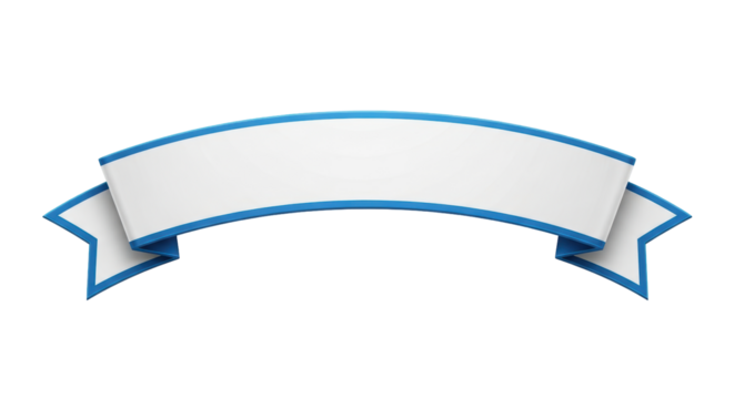 Isolated blank banner with a blue outline, ribbon for advertising or promotional message