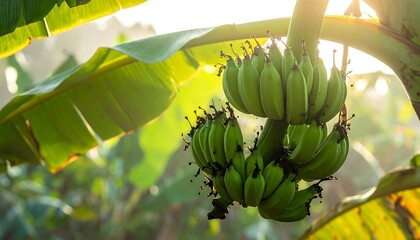Green bananas on a plant