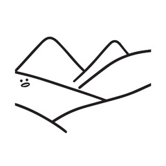 Black and White Mountain Illustration Image in Minimalist Line Art Style, Clean and Elegant Design