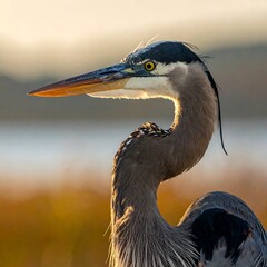 Heron profile at sunset