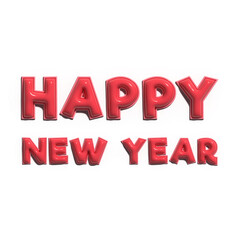 Happy New Year 2026 3D Glossy Red Typography Design, Modern Inflatable Bubble Text Effect: Happy New Year 2026, Isolated Red Shiny 3D Text Happy New Year 2026, Holiday Greeting: Happy New Year