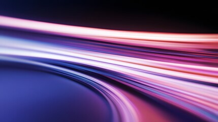 Dynamic lines of vibrant pink, purple, and blue light create a sense of speed and motion.
