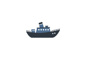 A Simple Vector Illustration of a Dark Blue Sea Vessel