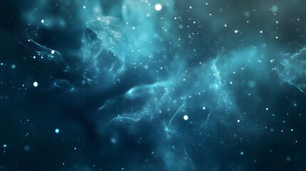 A deep space nebula filled with glowing particles and ethereal light displays a mesmerizing cosmic scene.