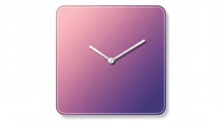Square gradient wall clock, featuring pink and purple hues on a white background with copy space