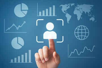 Digital Analytics Concept with Human Interaction and Graphs Representing Data Insights