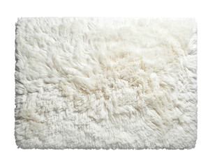 Cream-colored fluffy rug, close-up view