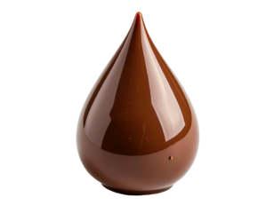 Dark brown, glossy chocolate teardrop