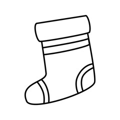 merry christmas sock decoration icon vector illustration designicon style simple