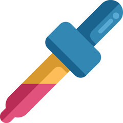 This vector icon features a colorful eyedropper dispensing a pink liquid substance, ideal for representing concepts related to medicine, chemistry, or laboratory work