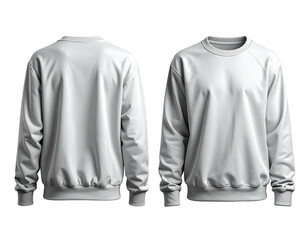 Blank light gray crewneck sweatshirt mockup, front and back views