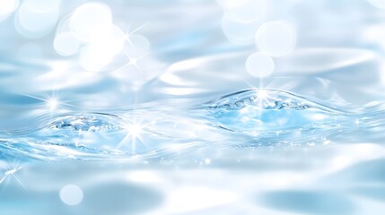 A serene, ethereal depiction of rippling water, highlighted by soft, glowing light and sparkling accents.