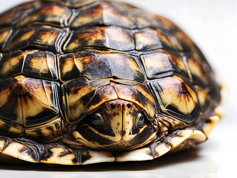 Close up of turtle shell with natural texture and pattern
