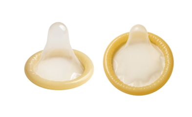 set of condoms on a transparent background. Protection means. Illustration for sex education or medical materials.