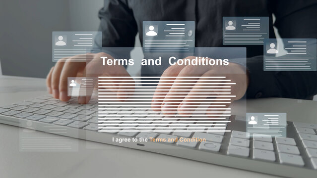 Digital document that describes the working conditions. Law and policy of observing the rules.Terms and conditions or contract for employers in company.