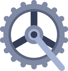 Grey gear turning a mechanical process illustration