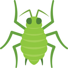 Green aphid insect pest icon in flat style isolated on white background