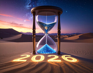 Sand runs through a firefly hourglass marking the transition to 2026 Generative AI