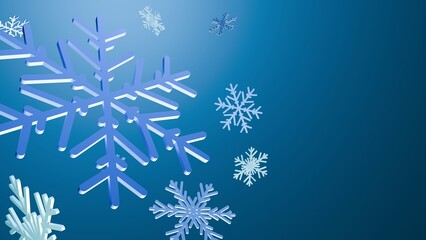 Blue Snowflakes On Gradient Background Winter Season And Christmas Holiday Decoration Design
