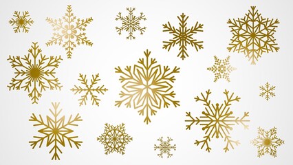 Golden Snowflakes Cluster On White Background Festive Christmas Holiday Decoration Winter Celebration Design