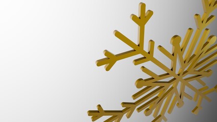 Close Up Golden Snowflake Ornament Decoration Christmas Holiday Winter Festive Element On White Background