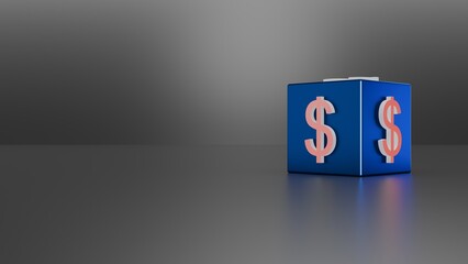 Blue Cube With Dollar Symbol For Global Finance Currency Exchange Economy Banking Investment And Monetary Concept