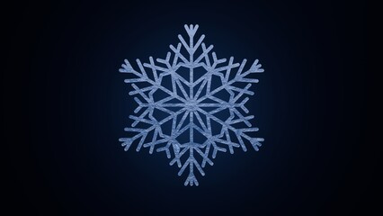 Detailed 3D Blue Snowflake With Symmetrical Pattern On Dark Background For Winter Holiday And Seasonal Decoration Concepts