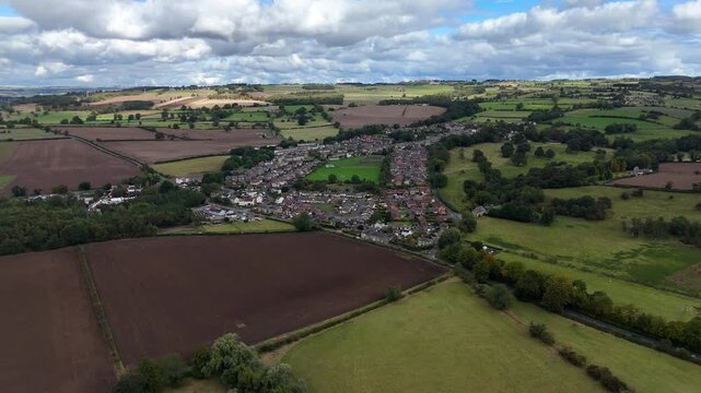 Aerial drone view bridge Hexham north east england countryside northumberland market town city british uk Tynedale