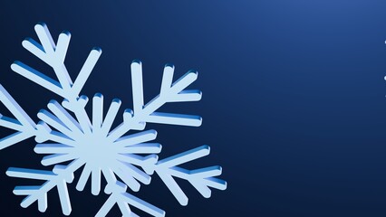 Abstract Blue 3D Snowflake On Dark Blue Background For Winter Cold Season Christmas And Holiday Decoration Concepts