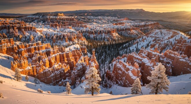 Winter sunrise at bryce canyon national park