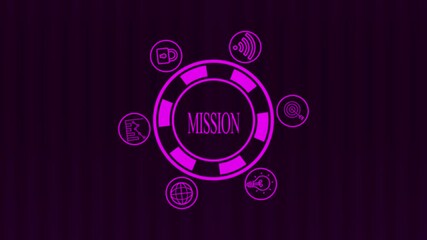 Mission concept. Finacial success concept on virtual screen. Business, technology, internet and networking concept.
