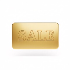 A golden rectangular tag with an embossed "SALE" inscription, floating in the air,
