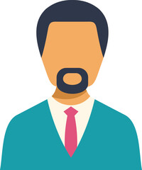 Male professional person wearing suit and tie in simple avatar icon style