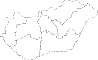 Outline Map of Hungary with Administrative Boundaries Vector Illustration 