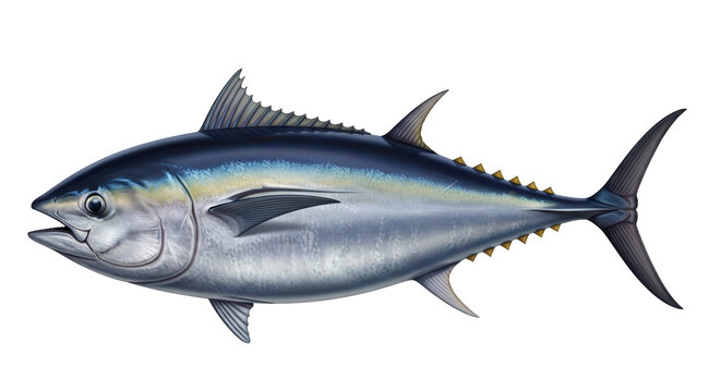 Isolated tuna fish on a plain background detailed illustration of a fast swimming fish