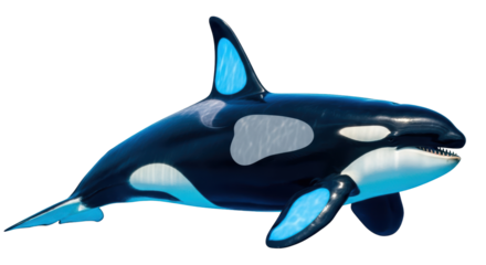 Isolated Killer whale, Orcinus orca swimming underwater, marine mammal, apex predator in nature