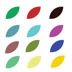 Simple Leaf and Petal Shape Vector Icon Set with a Modern Colorful Palette for Eco Branding and Logo Design
