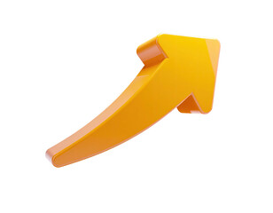 A vibrant, 3D, golden yellow arrow pointing upwards and curving