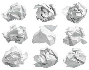Fototapeta premium Crumpled pieces of white paper arranged in a grid