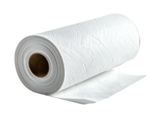 Rolled white paper towels on a light background
