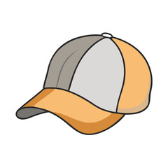 Stylish Baseball Cap Vector with Orange Brim and Gray/White Panels