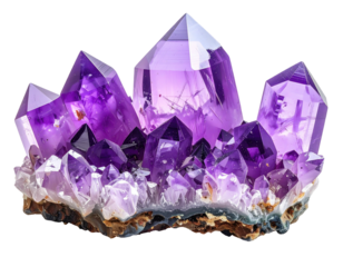 Cluster of vibrant purple amethyst crystals (3)