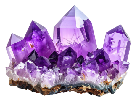 Cluster of vibrant purple amethyst crystals (3)
