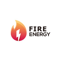 Fire Energy Logo, Flame and Lightning Icon, Power Electricity Symbol, Modern Gradient Branding Design for Technology and Sports