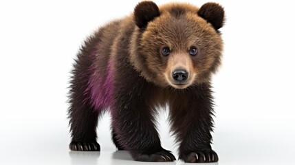 Fototapeta premium Charming Bear Cub Standing on White Background
