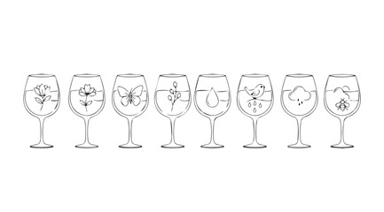 Vector art of wine glass set