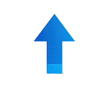 A vibrant, slightly distorted, upward-pointing blue arrow graphic