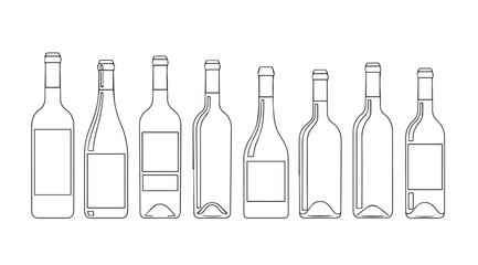 Vector art of wine bottles isolated