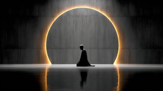 Silhouette person prayer circle