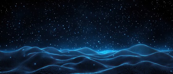 Celestial Blue: A Digital Dreamscape Under a Starry Night